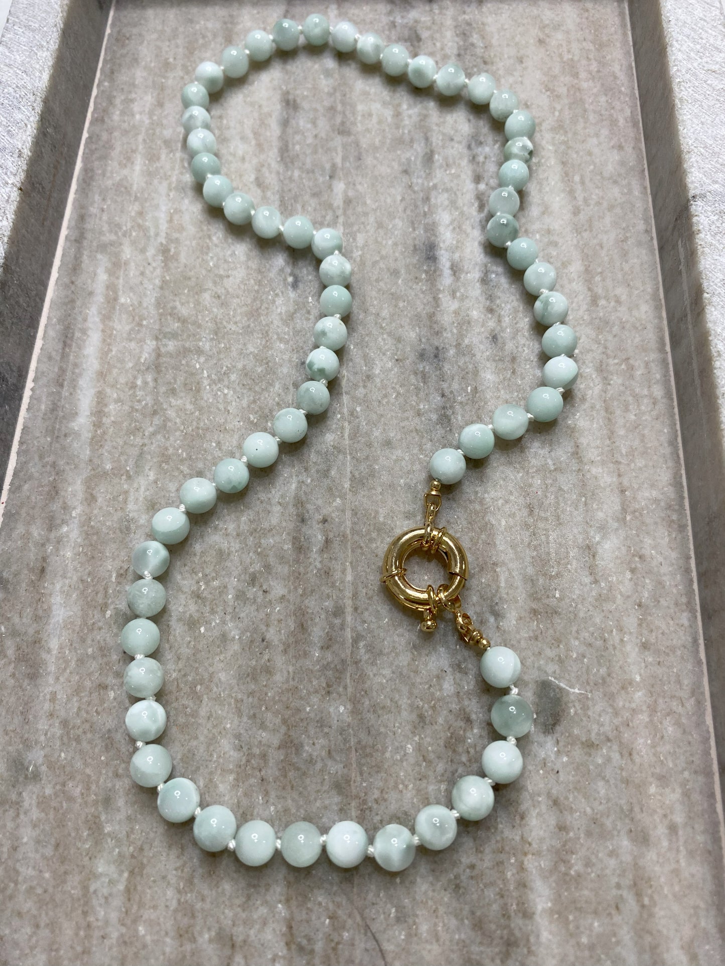 6mm Green Moonstone Necklace