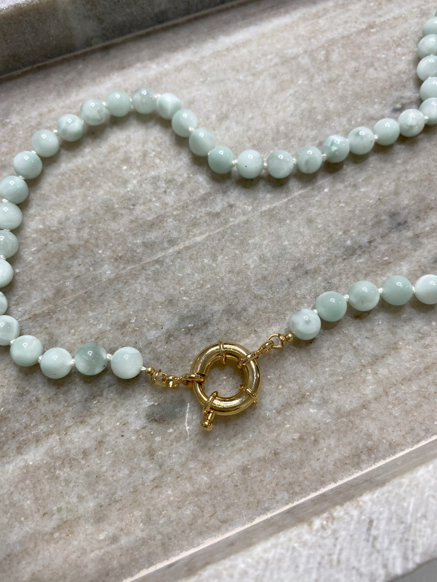 6mm Green Moonstone Necklace