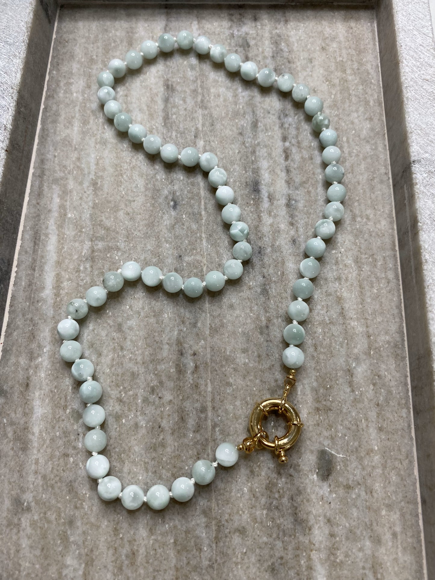 6mm Green Moonstone Necklace