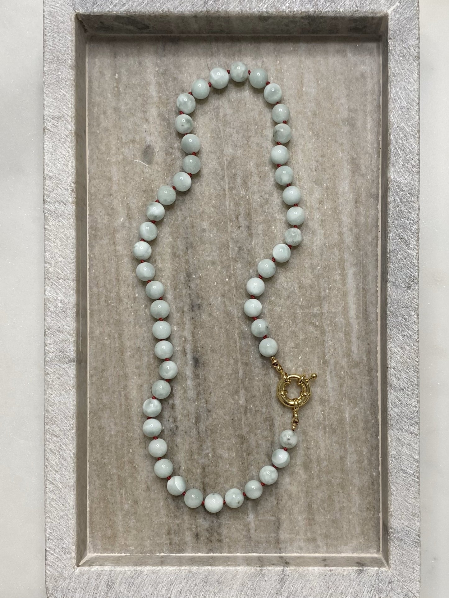 8mm Green Moonstone Necklace