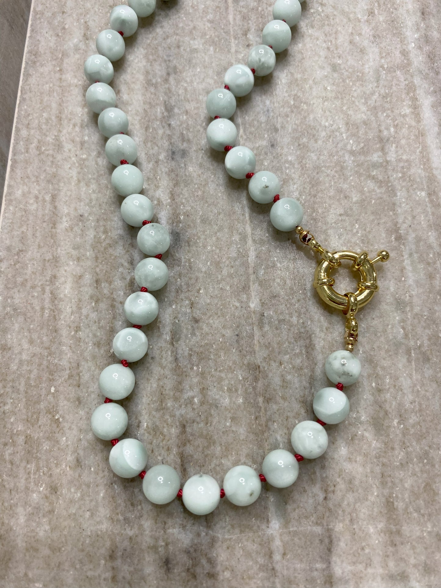 8mm Green Moonstone Necklace