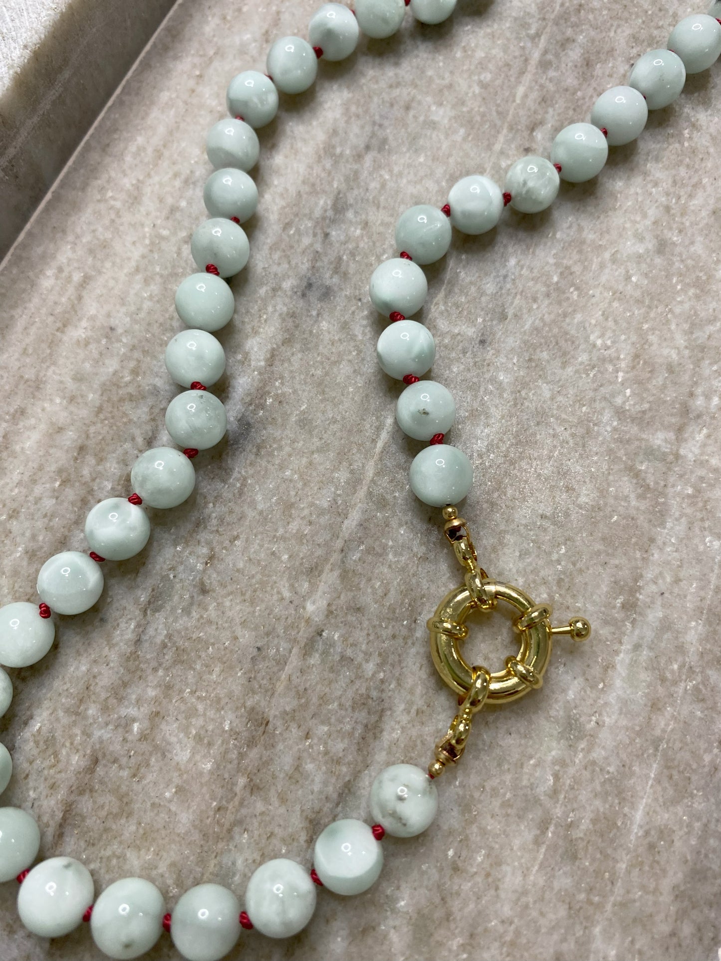 8mm Green Moonstone Necklace