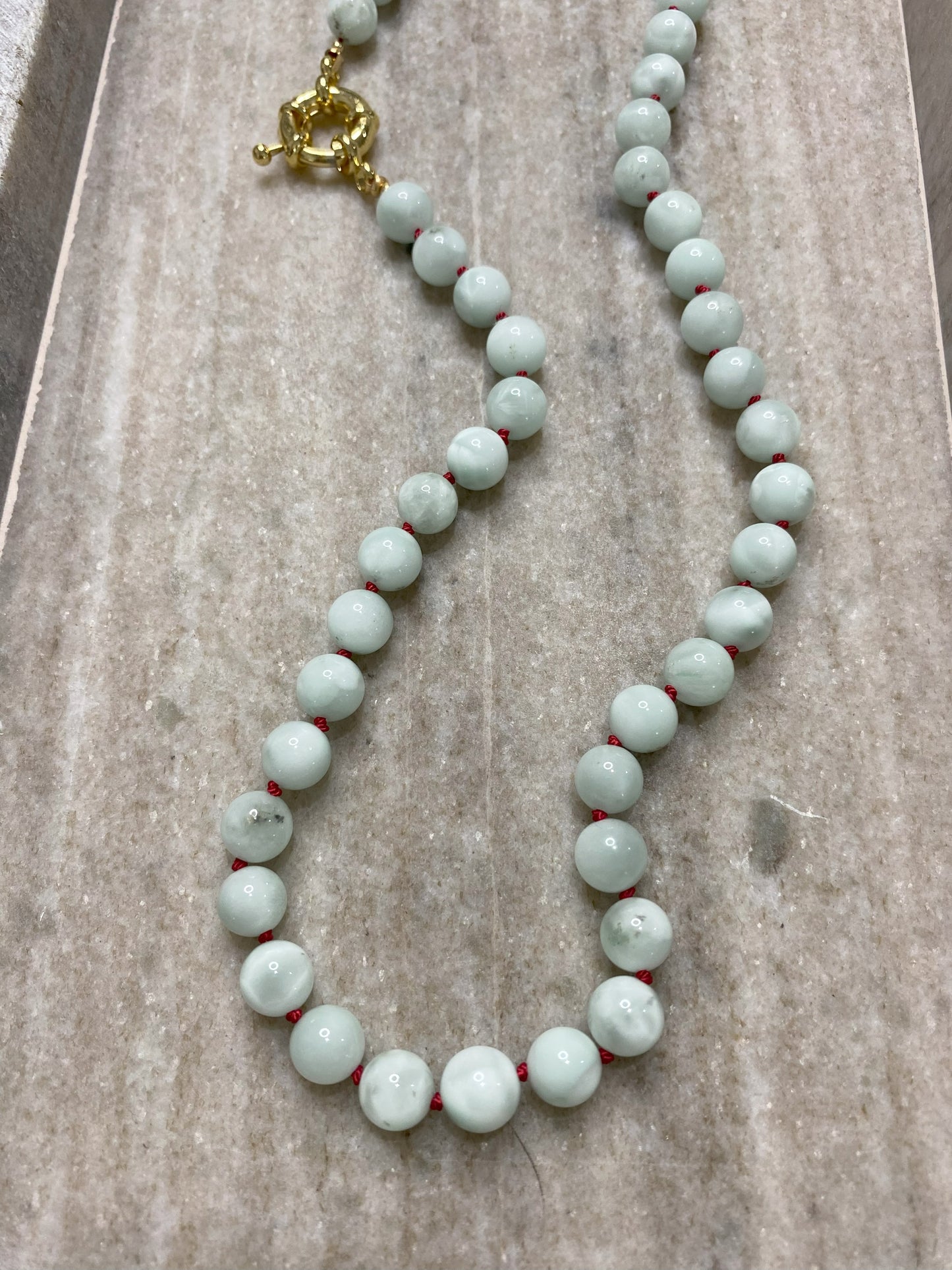 8mm Green Moonstone Necklace