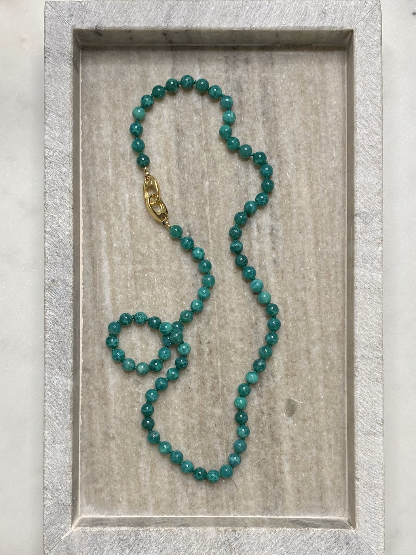 6mm Peacock Vein Agate Necklace
