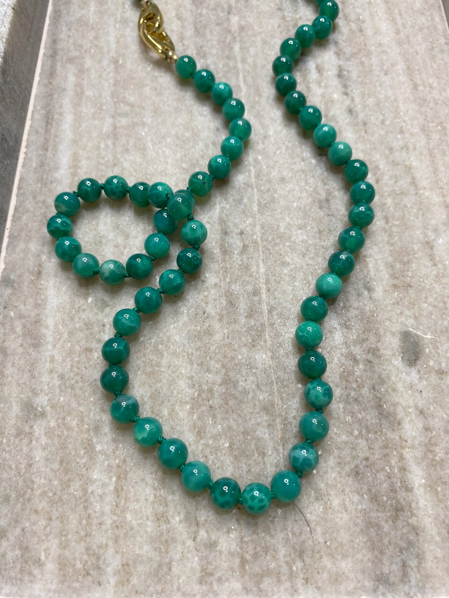 6mm Peacock Vein Agate Necklace