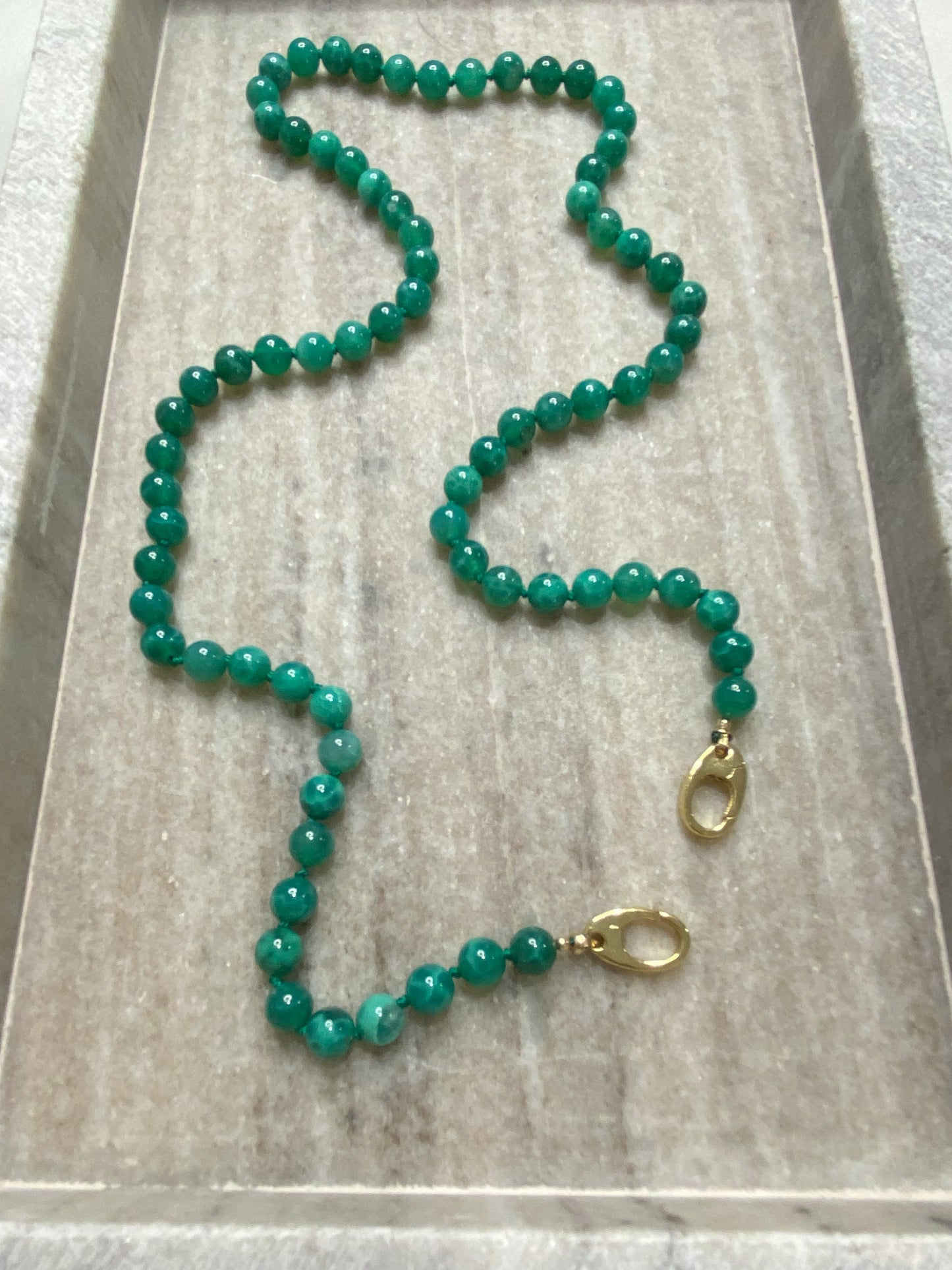 6mm Peacock Vein Agate Necklace