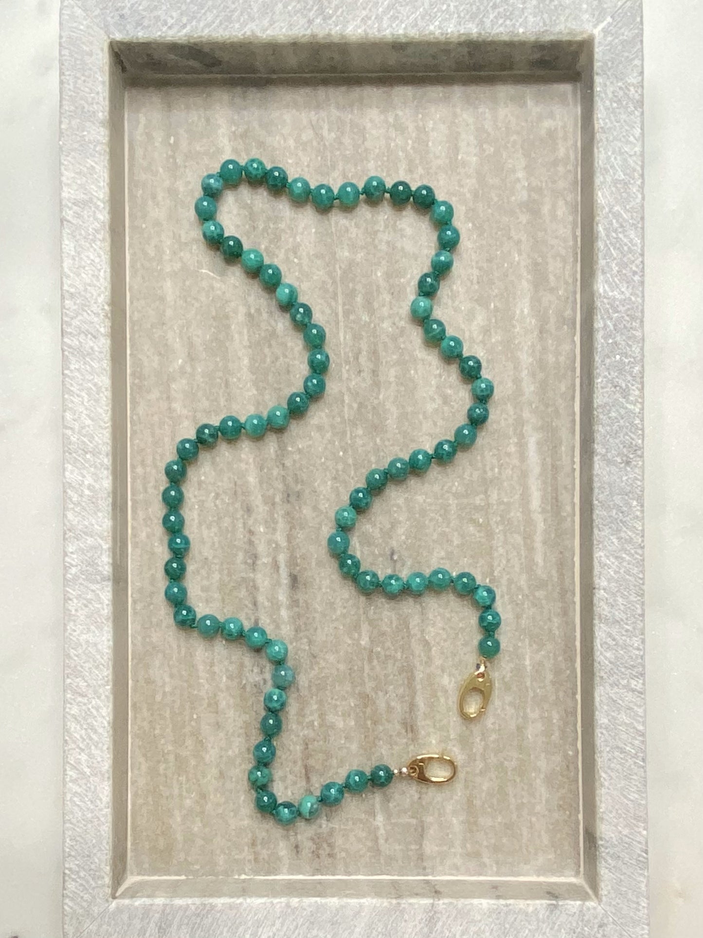 6mm Peacock Vein Agate Necklace