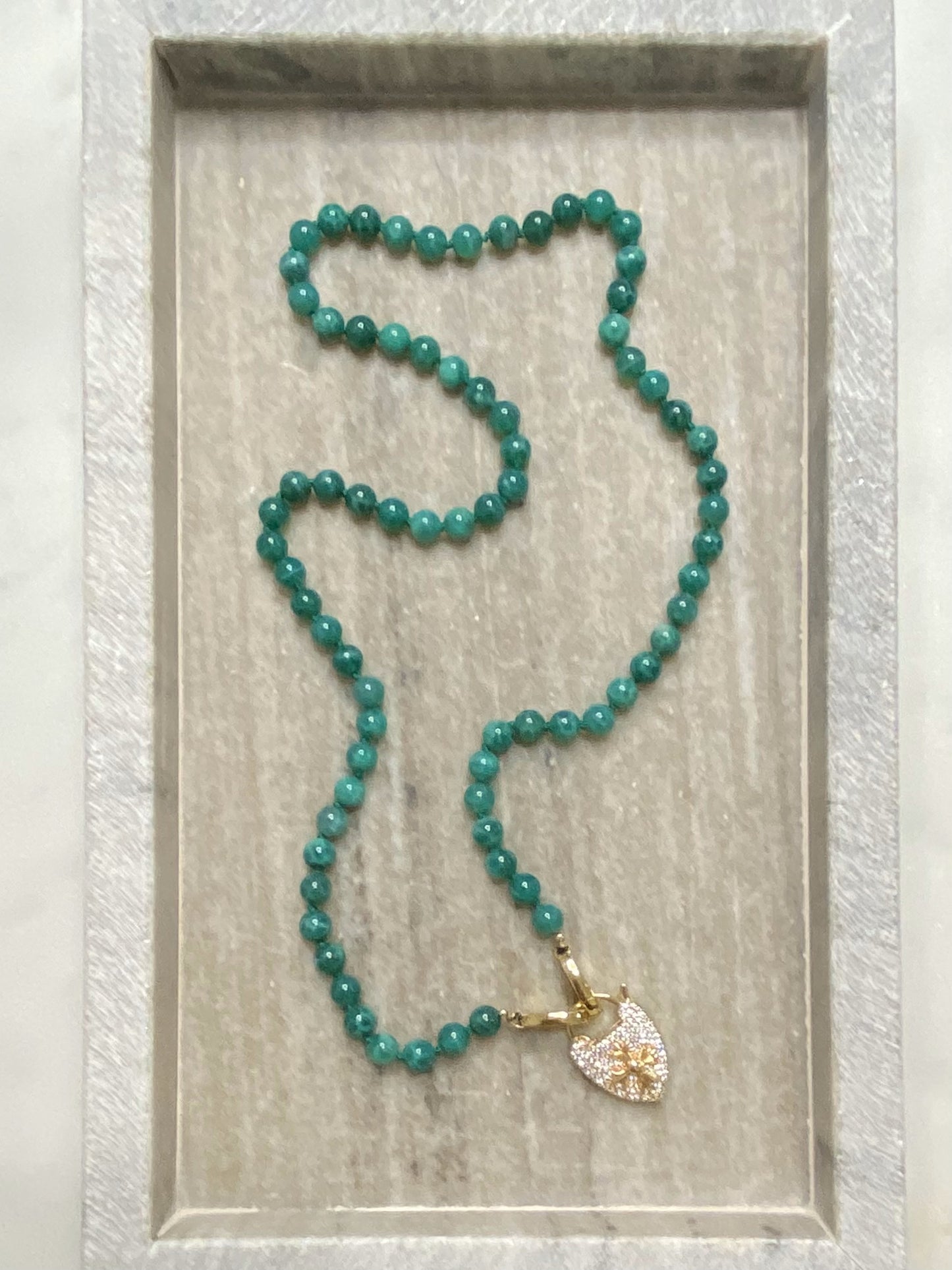 6mm Peacock Vein Agate Necklace