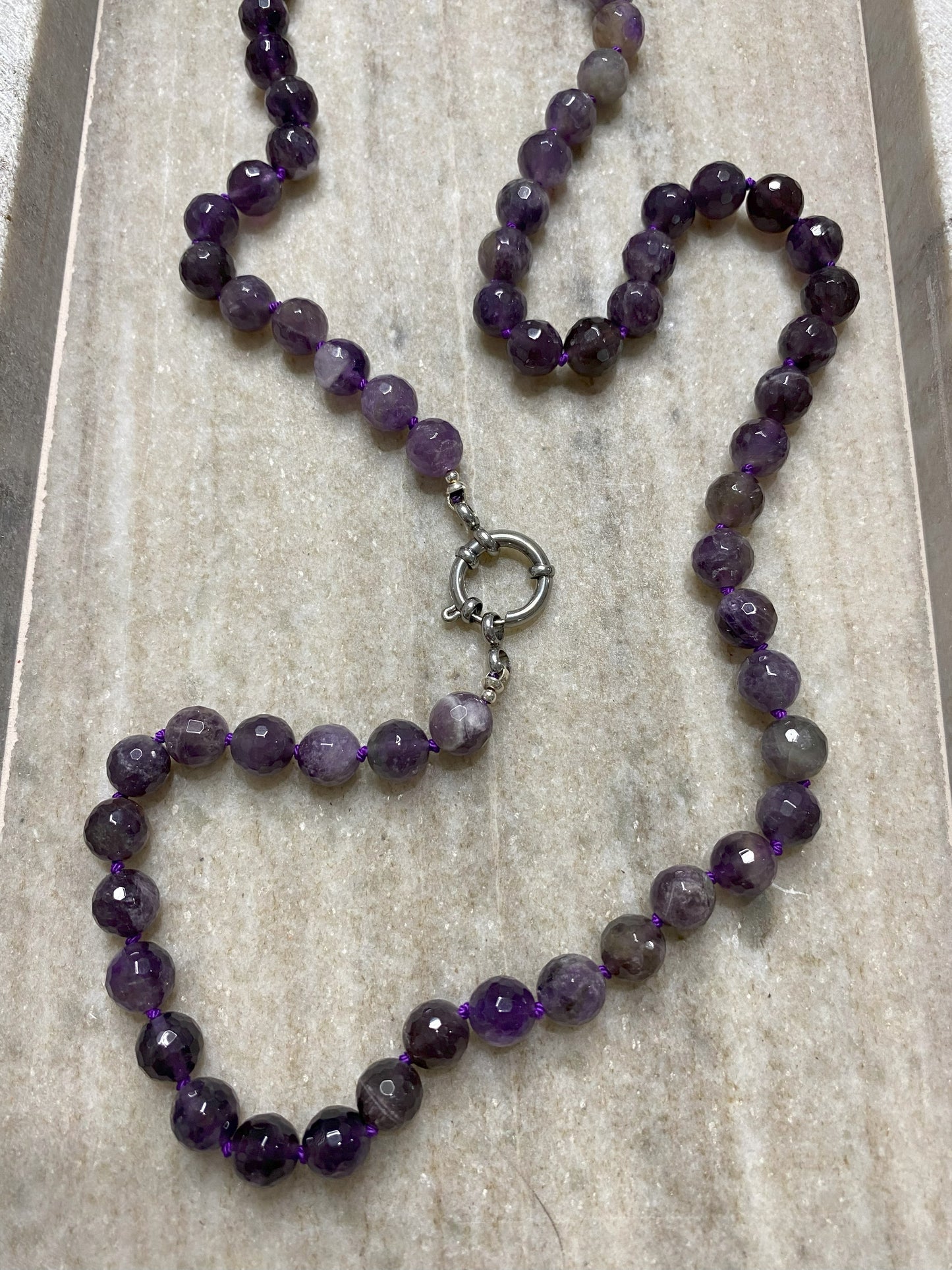 8mm Faceted Amethyst Necklace