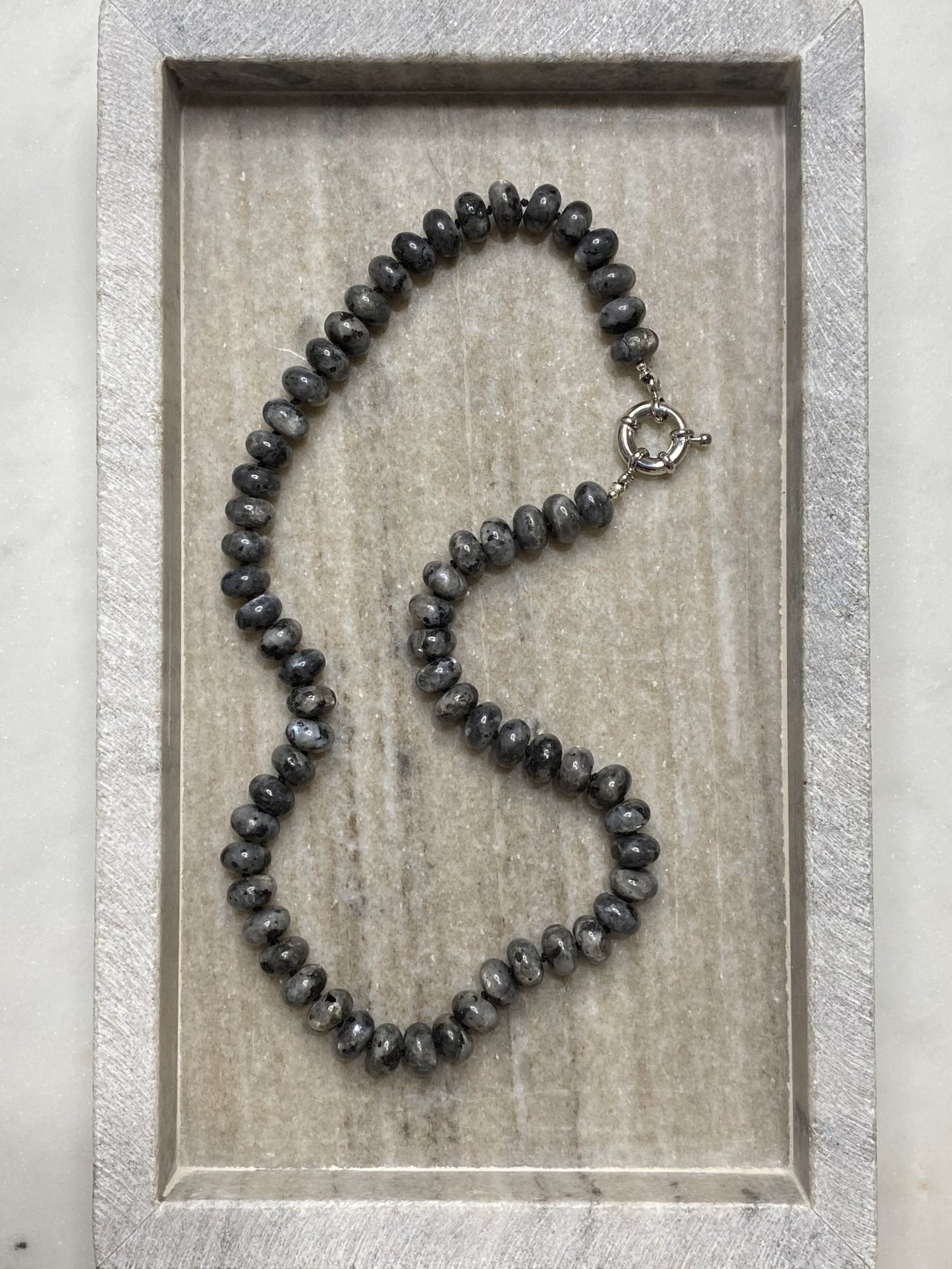10mm Larvikite Rondelle Necklace