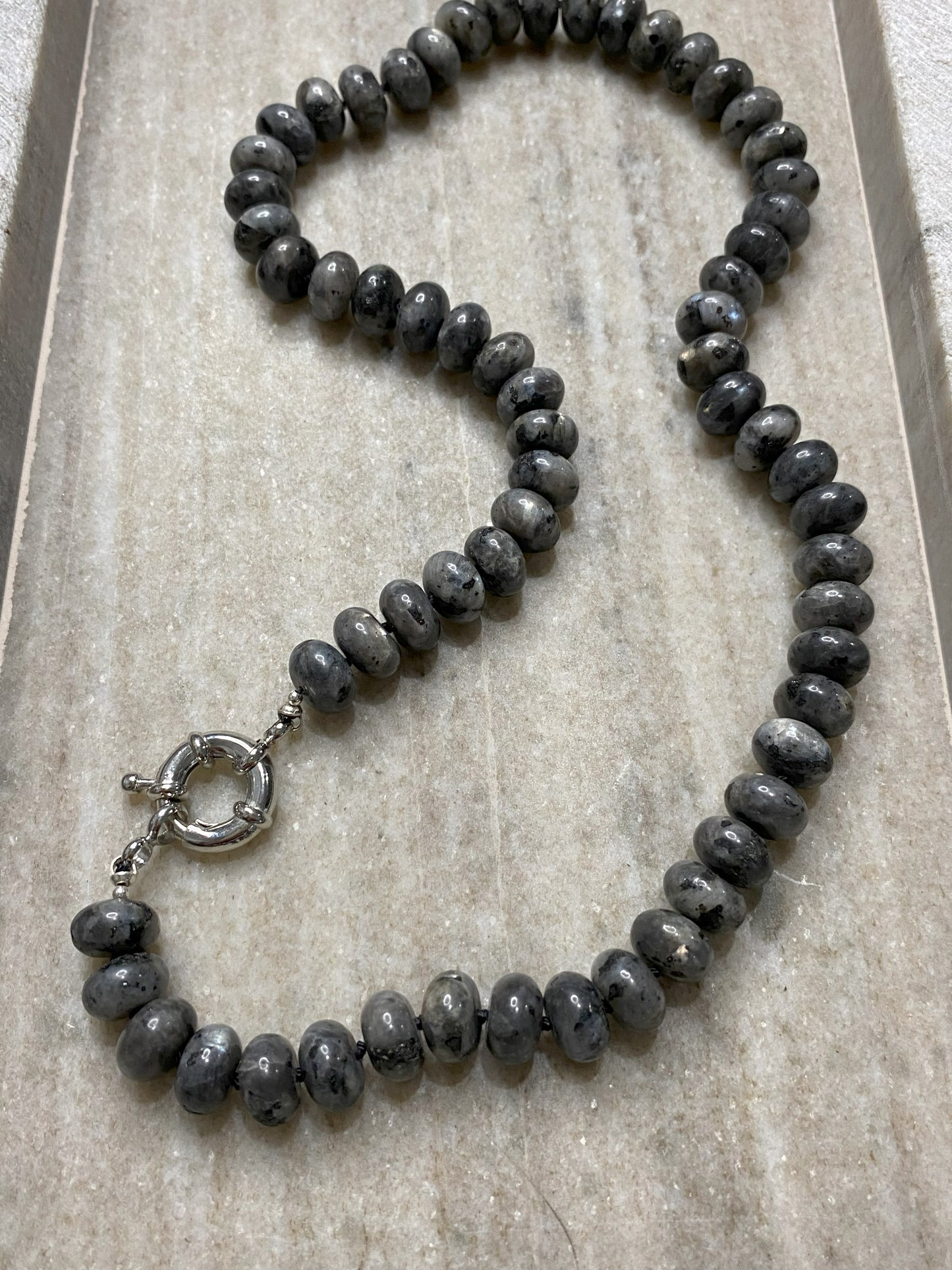 10mm Larvikite Rondelle Necklace