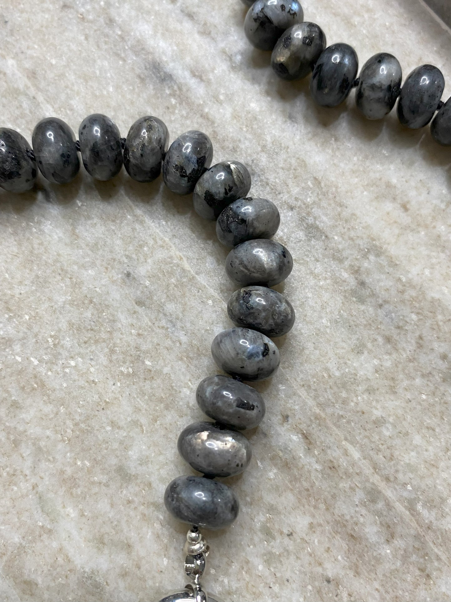 10mm Larvikite Rondelle Necklace