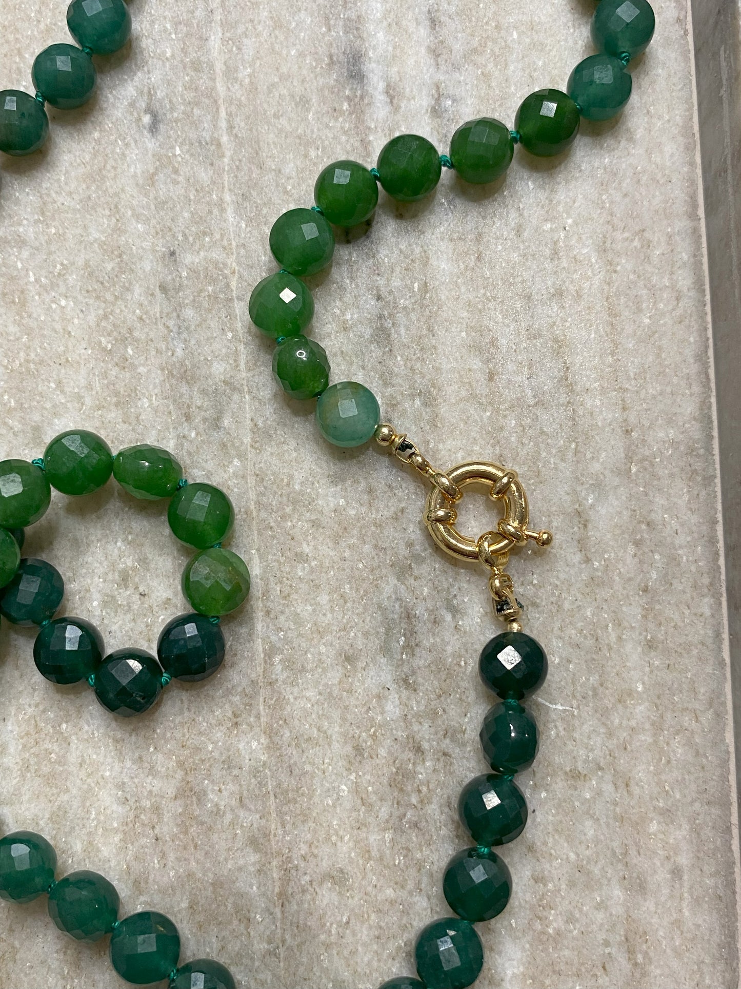 8mm Faceted Green Agate Necklace
