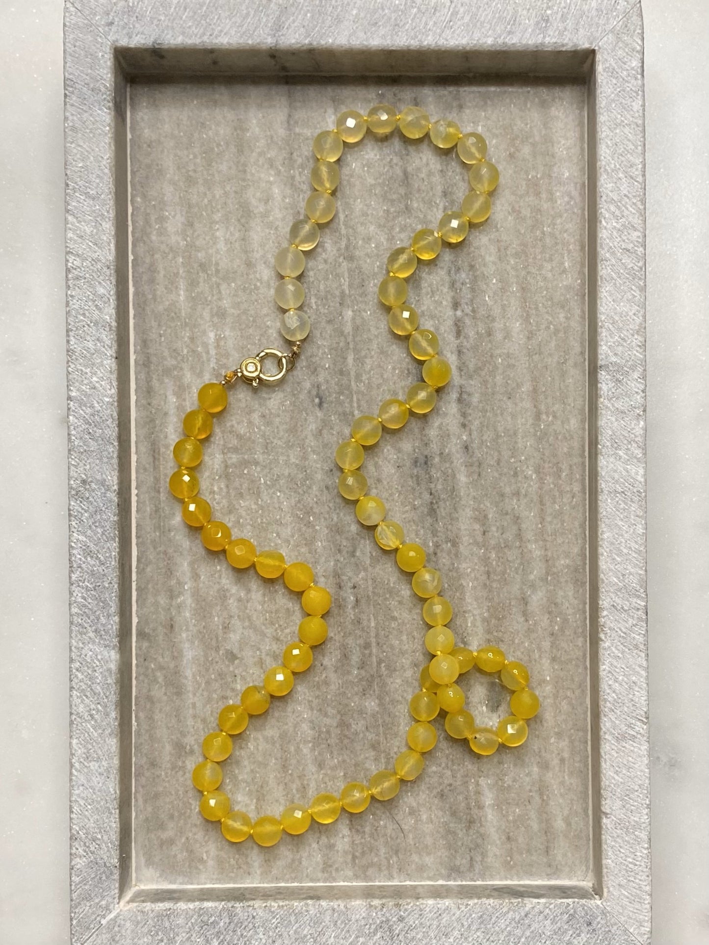 8mm Faceted Yellow Agate Necklace