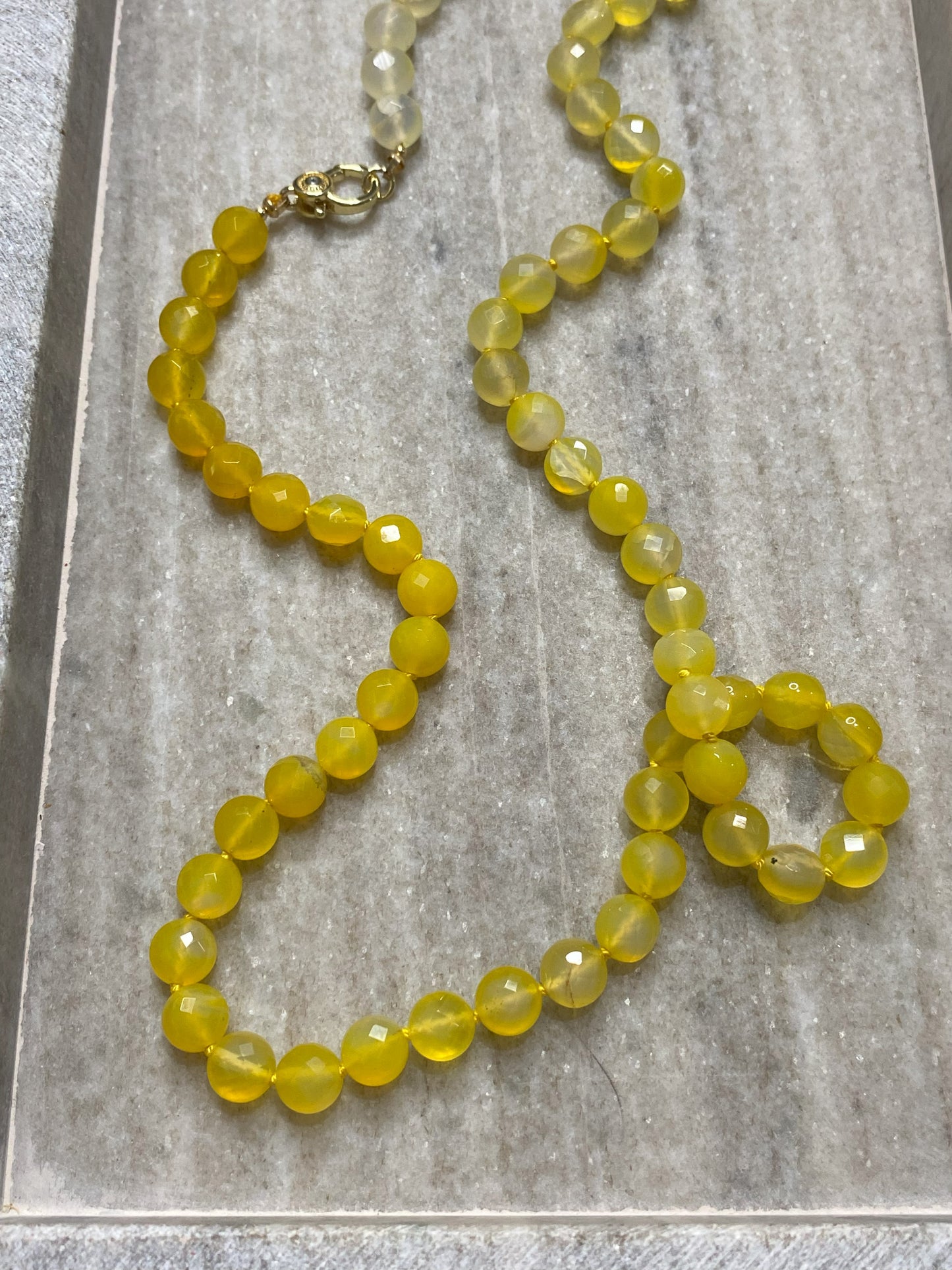 8mm Faceted Yellow Agate Necklace