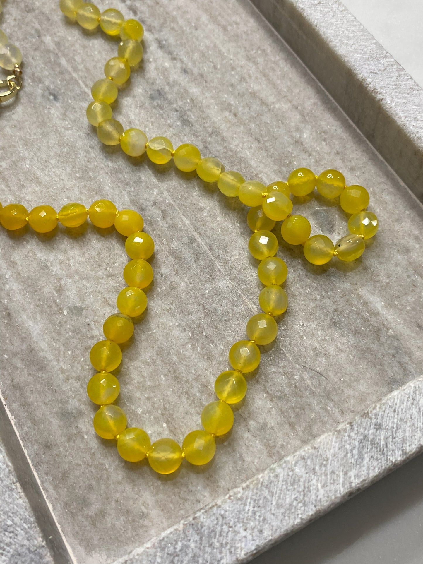 8mm Faceted Yellow Agate Necklace