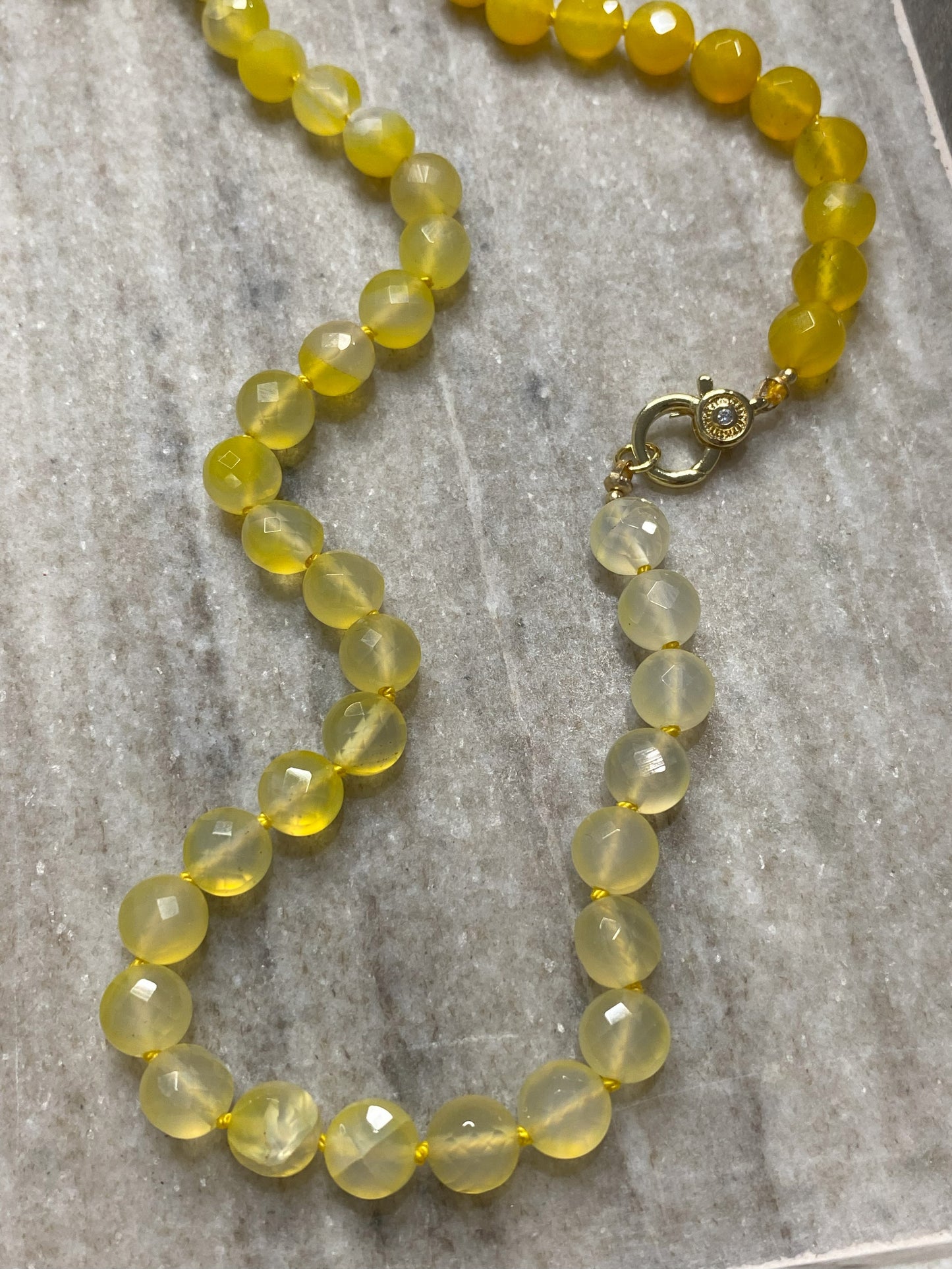 8mm Faceted Yellow Agate Necklace