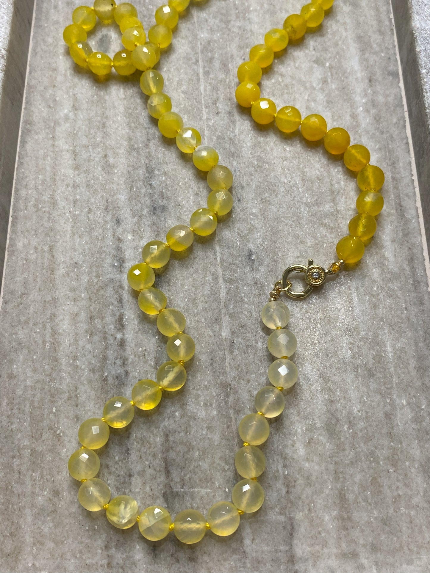 8mm Faceted Yellow Agate Necklace