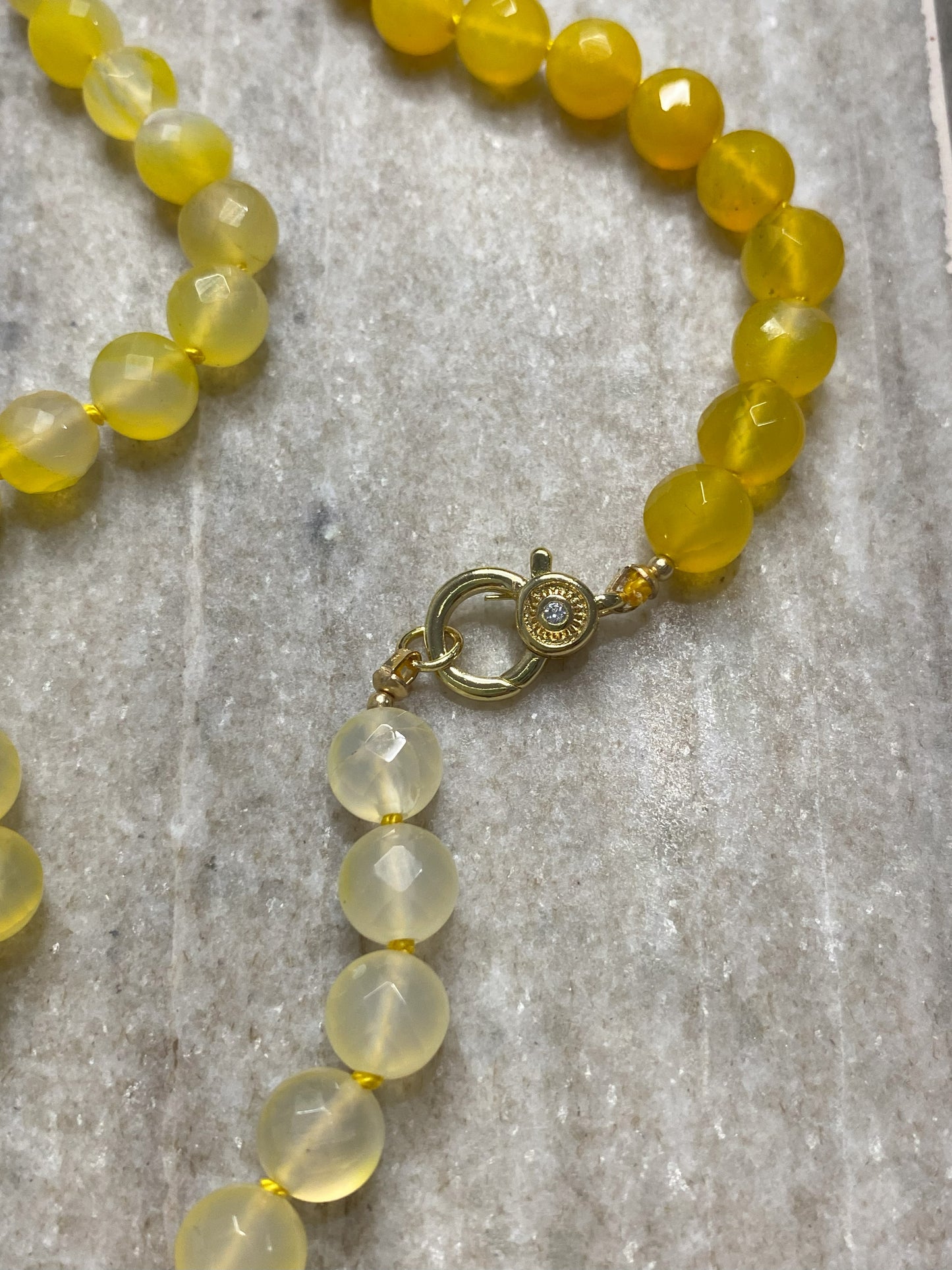 8mm Faceted Yellow Agate Necklace