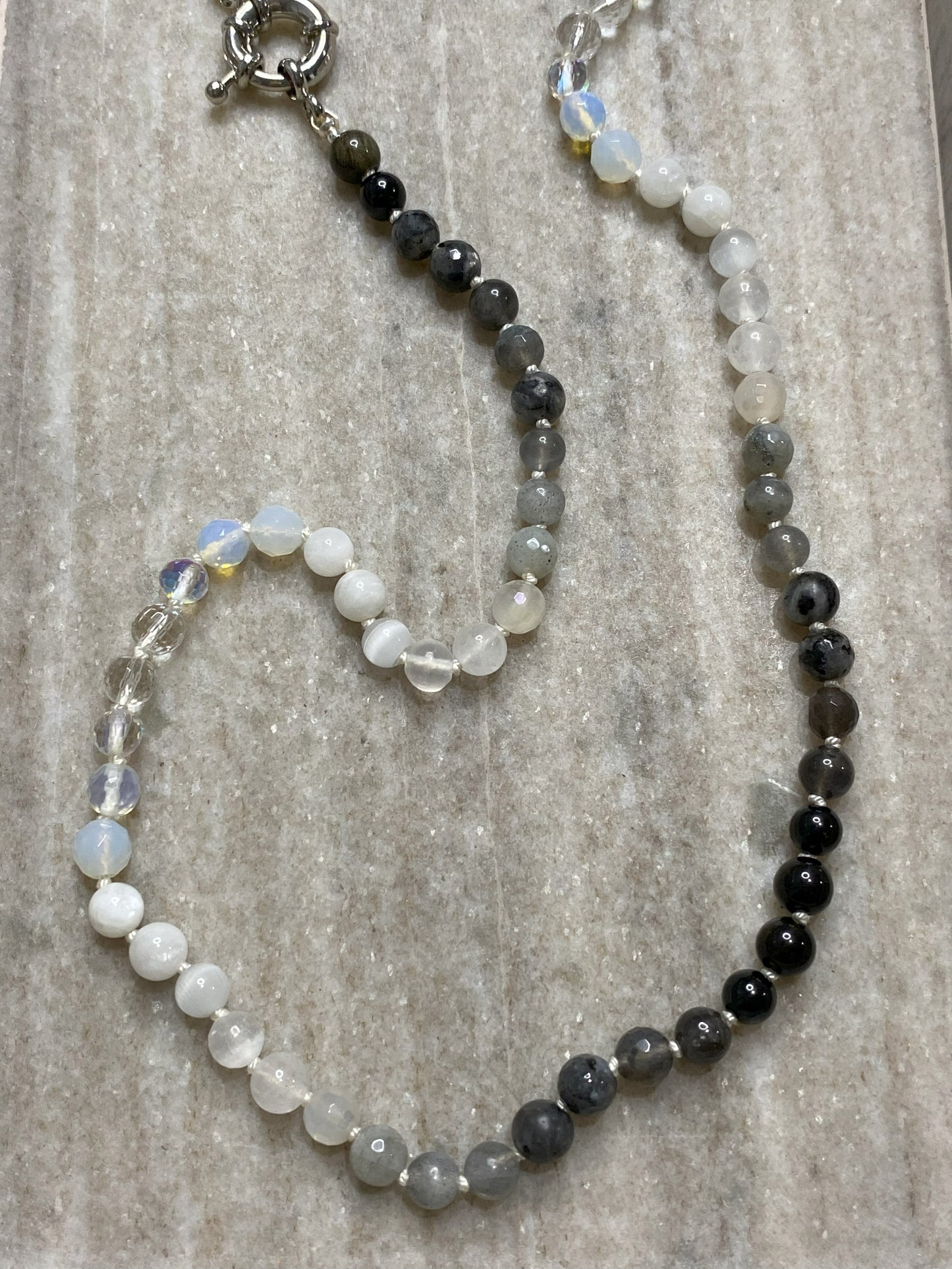 6mm Classic Black and White Ombre Necklace 1.0