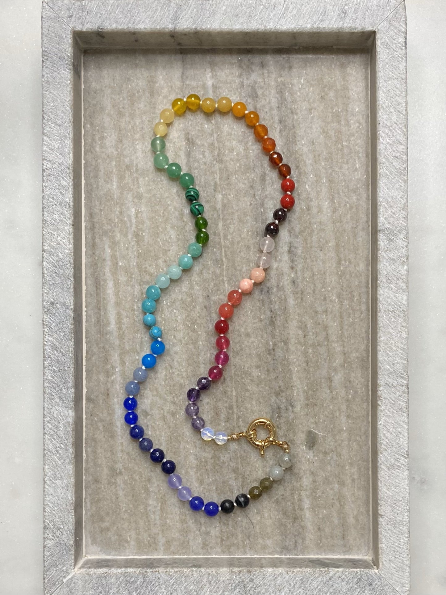 6mm Rainbow Colorblock Necklace