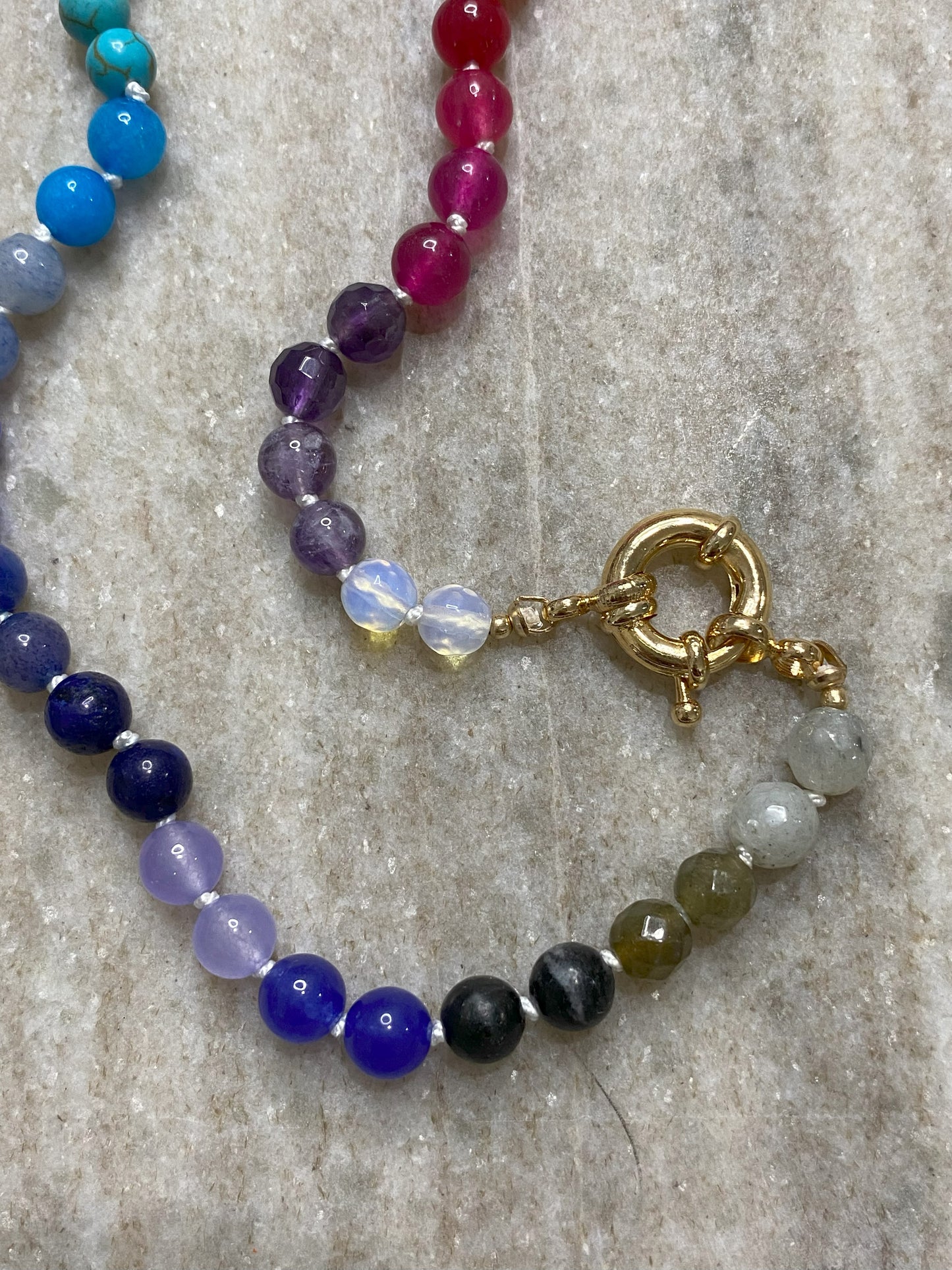6mm Rainbow Colorblock Necklace