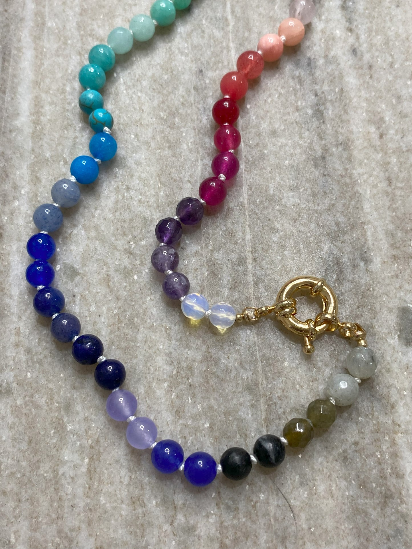 6mm Rainbow Colorblock Necklace