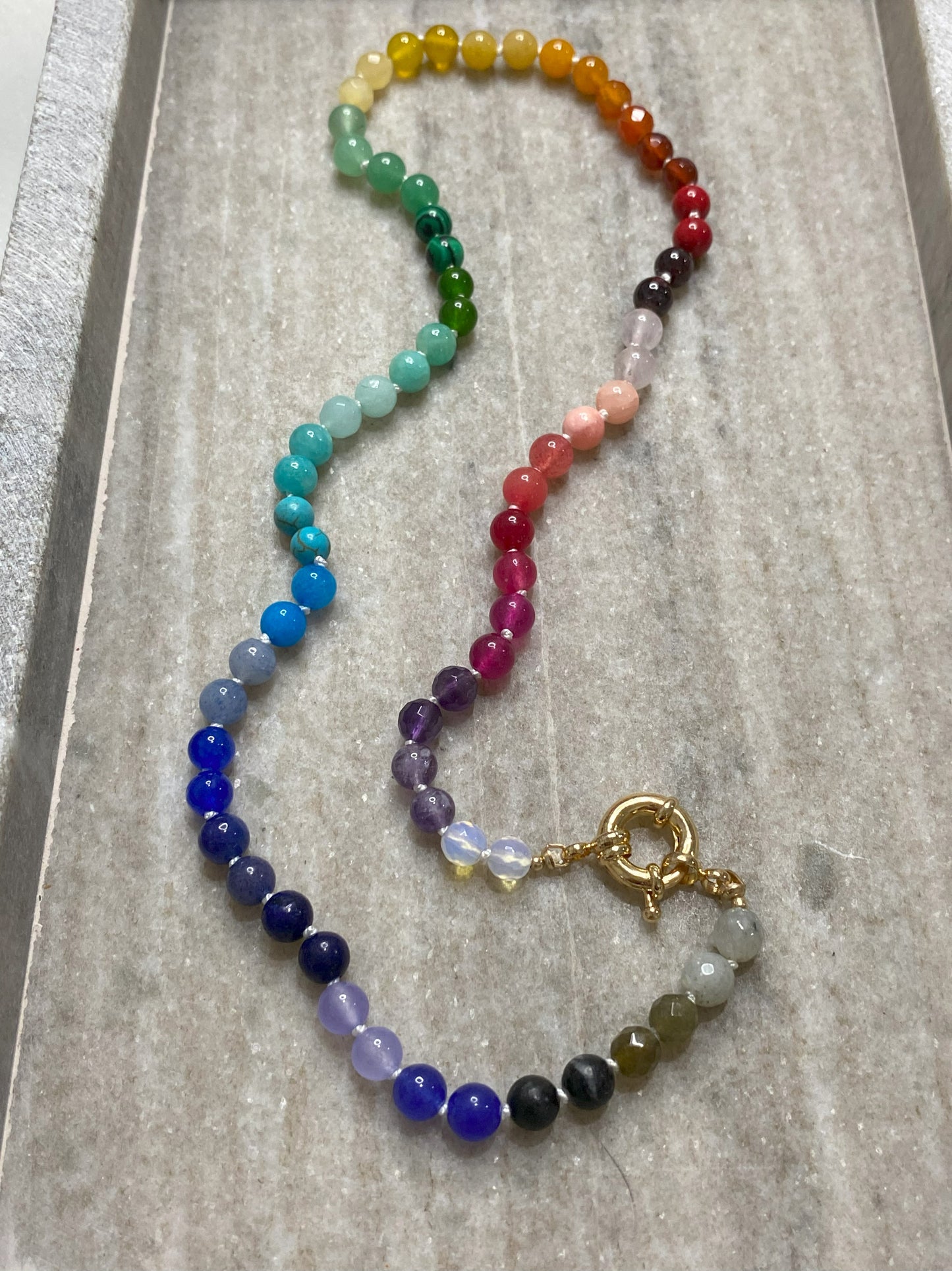 6mm Rainbow Colorblock Necklace