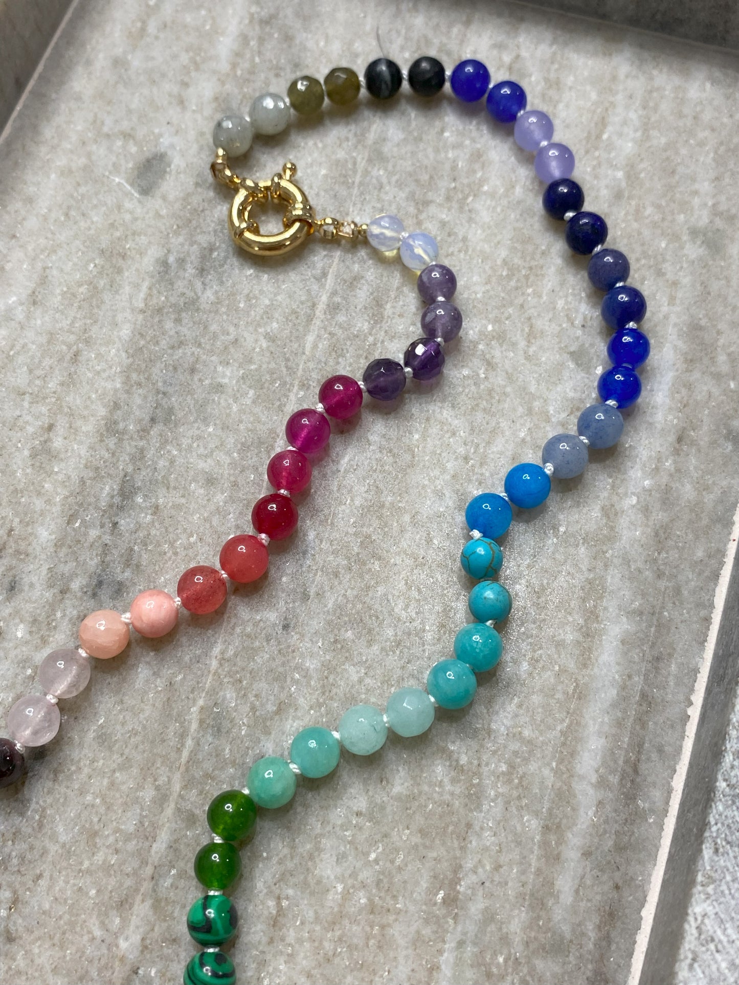 6mm Rainbow Colorblock Necklace