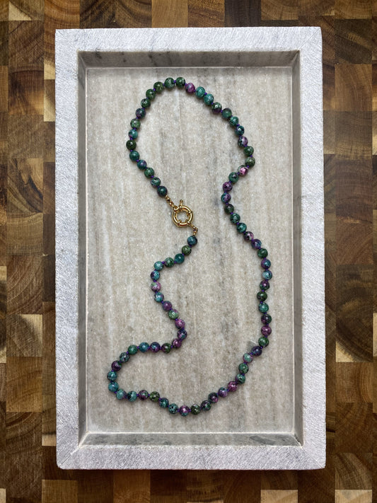 6mm Ruby in Zoisite Necklace