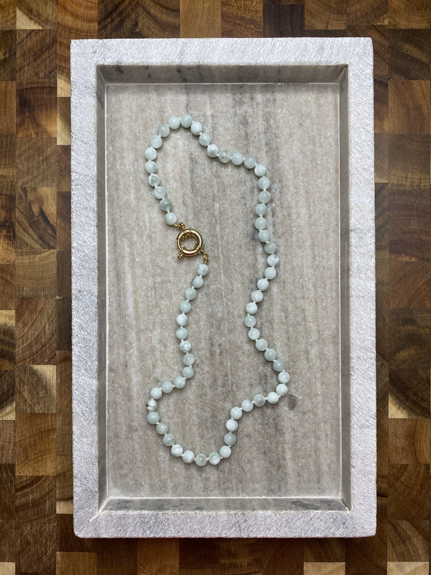 6mm Green Moonstone Necklace