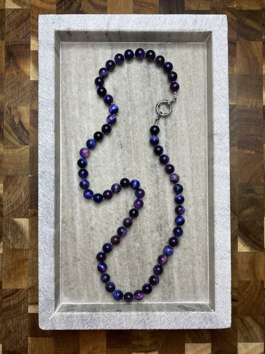 8mm Galaxy Tiger's Eye Necklace