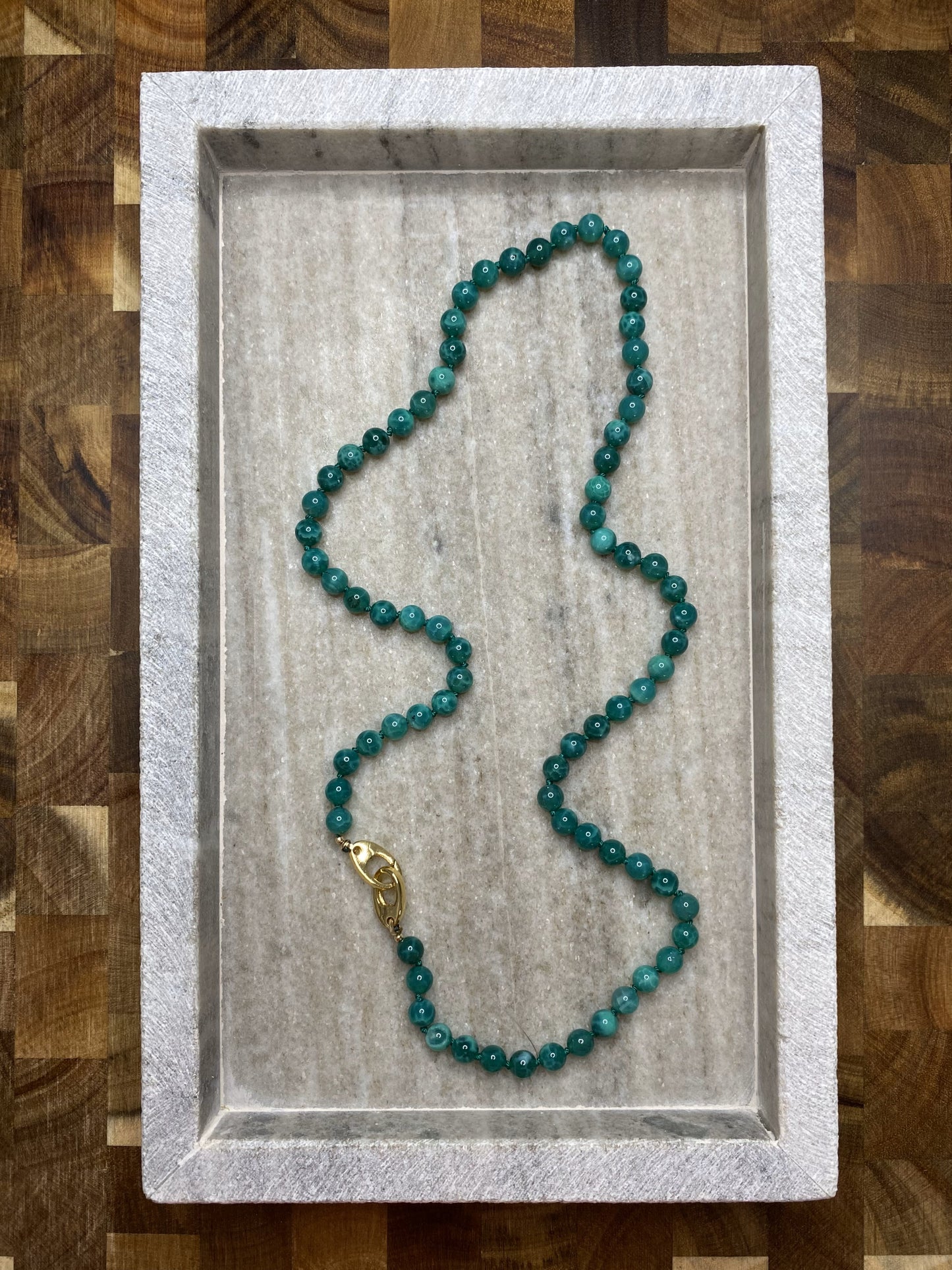6mm Peacock Vein Agate Necklace