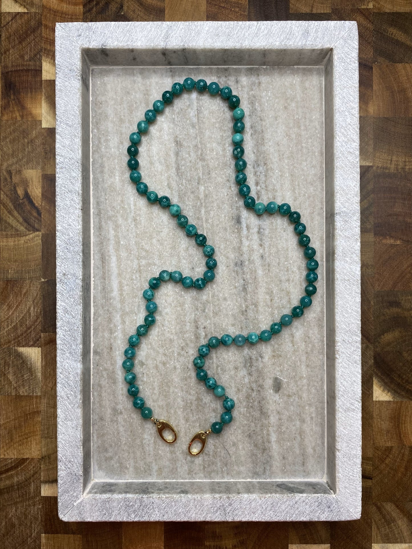 6mm Peacock Vein Agate Necklace
