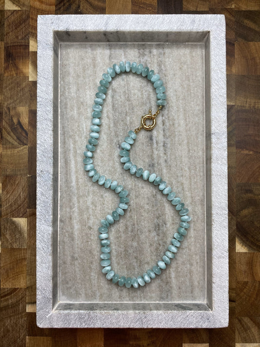8mm Green Moonstone Rondelle Necklace