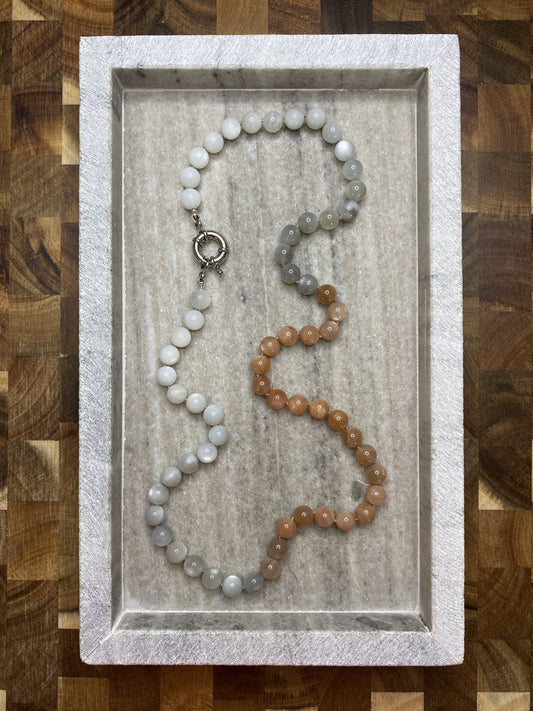 8mm Multi-Color Moonstone Necklace