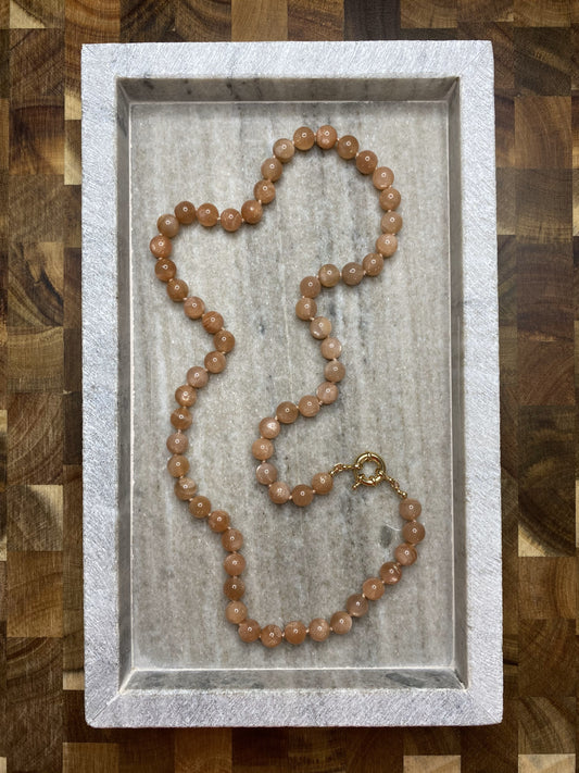 8mm AAA Grade Orange Sunstone Necklace