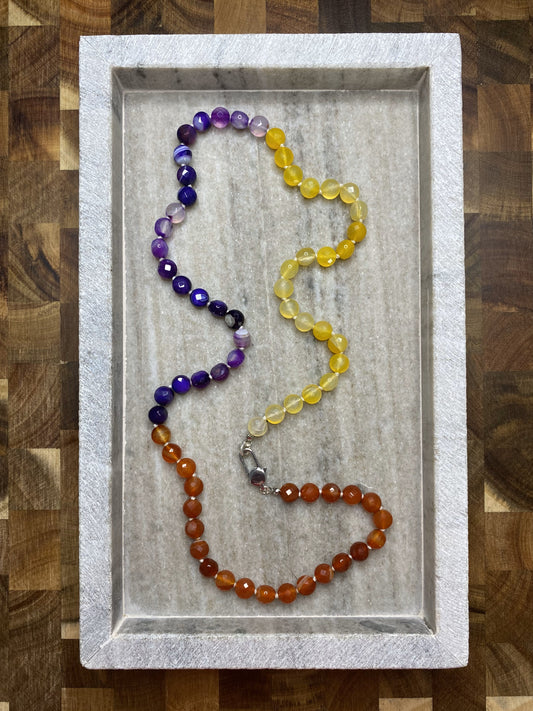 8mm Multicolored Faceted Agate Necklace
