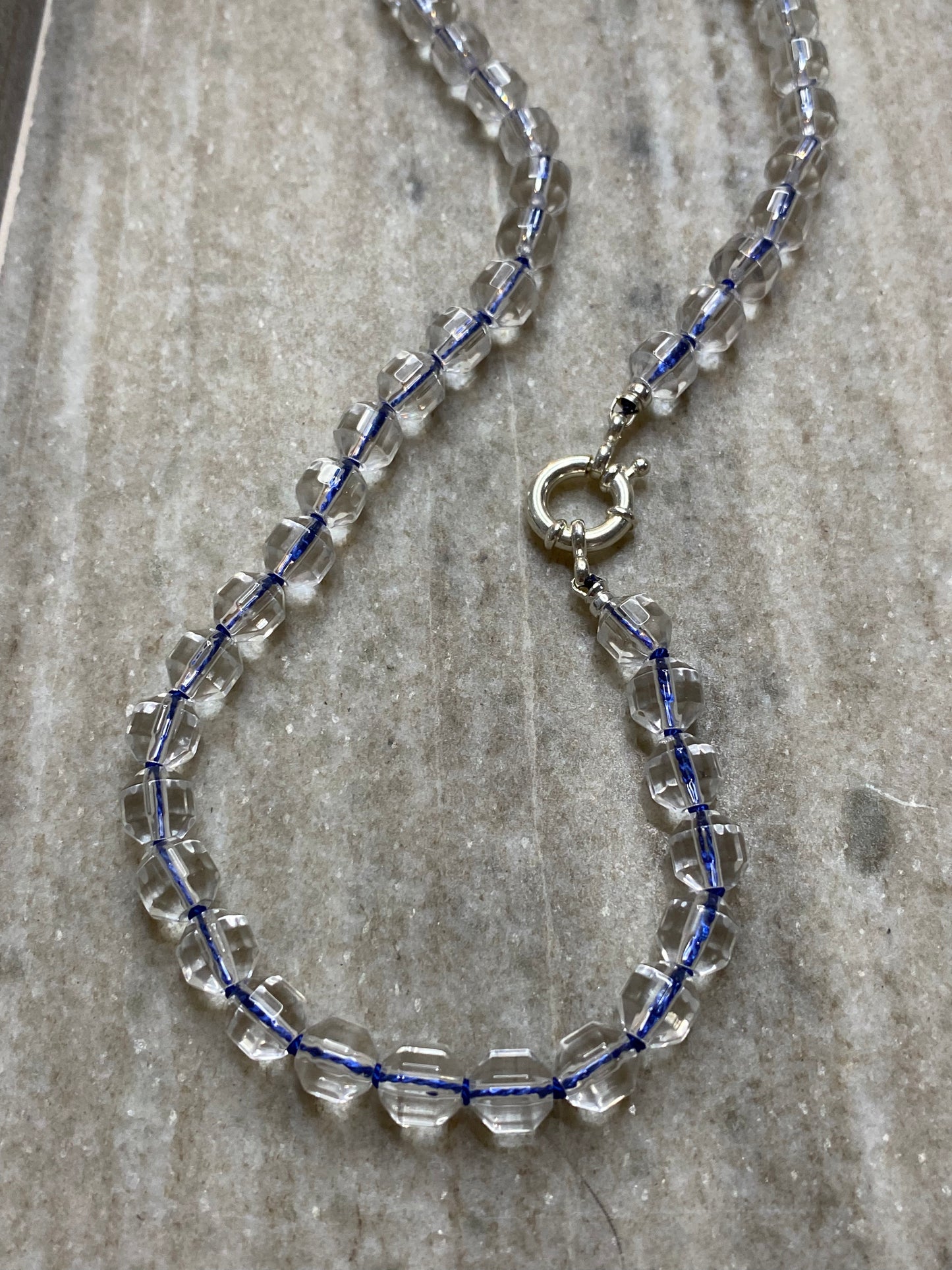 8mm Prism Cut Faceted Double Point Quartz Necklace 2.0