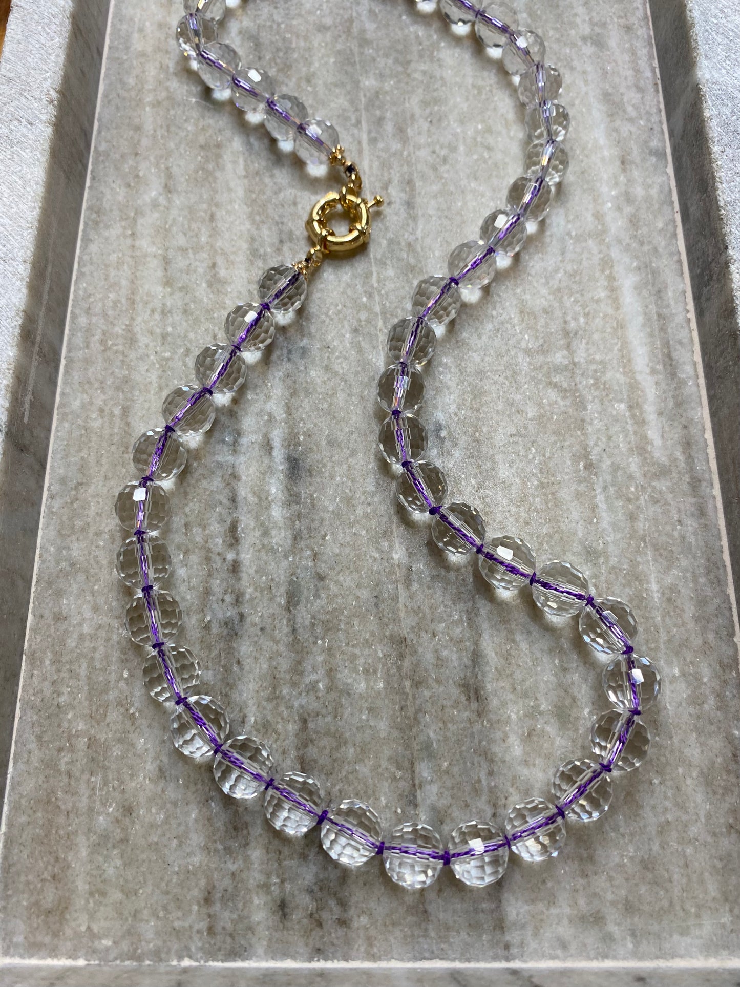 10mm Micro-Faceted Quartz Necklace