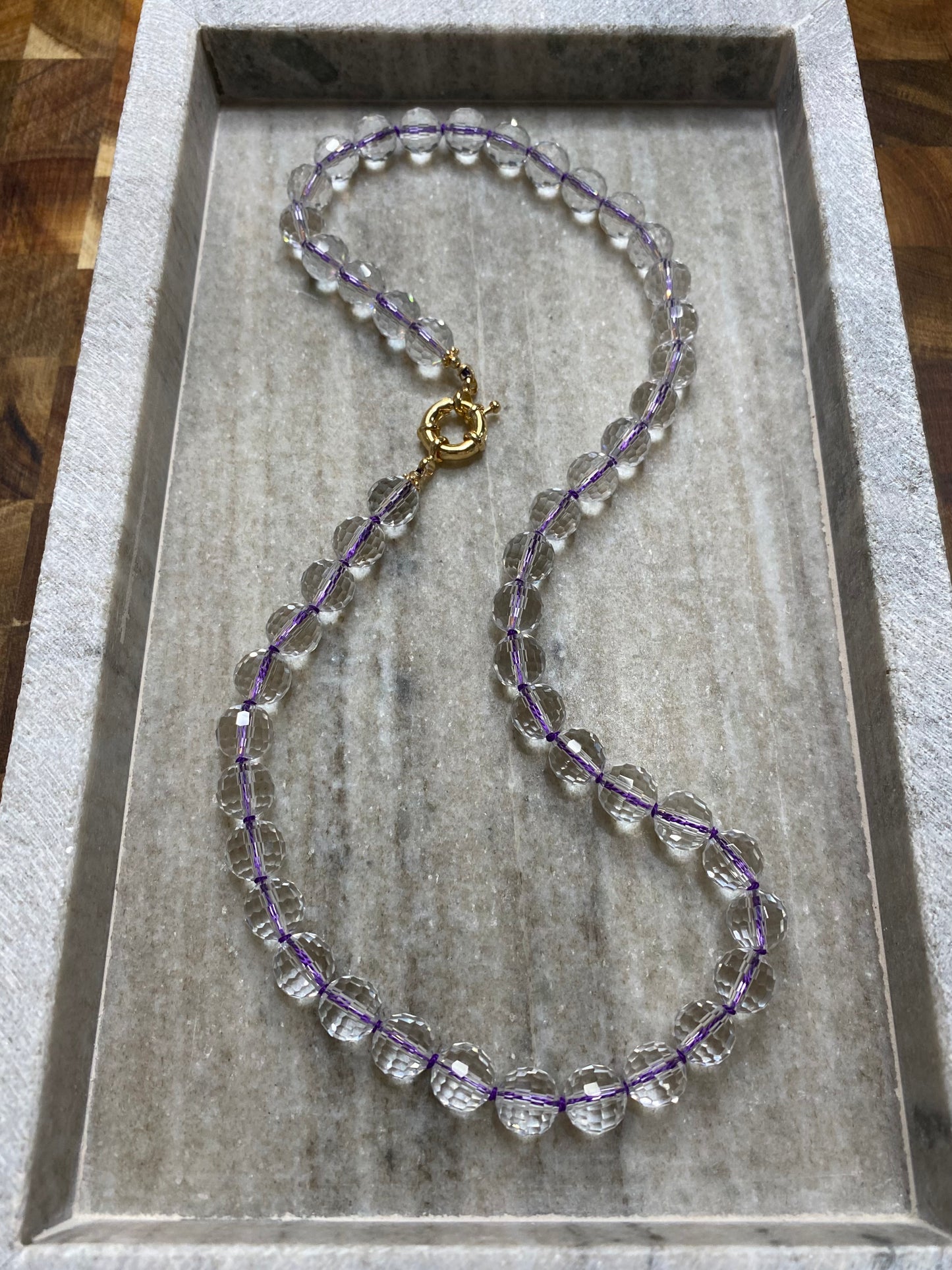 10mm Micro-Faceted Quartz Necklace