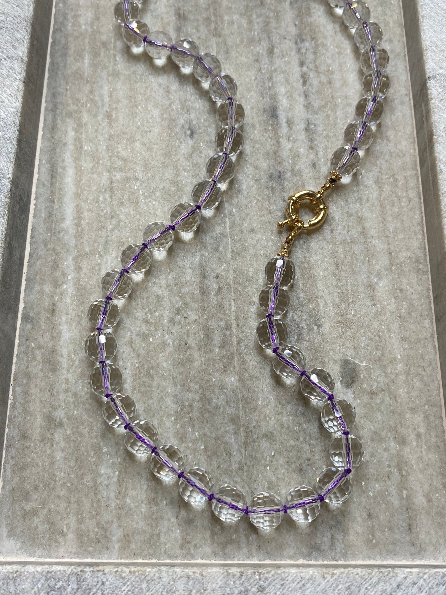 10mm Micro-Faceted Quartz Necklace