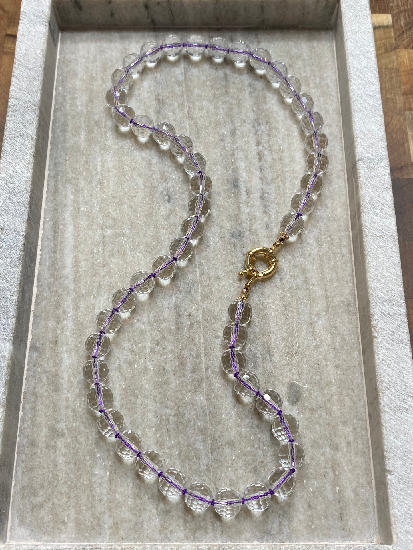 10mm Micro-Faceted Quartz Necklace