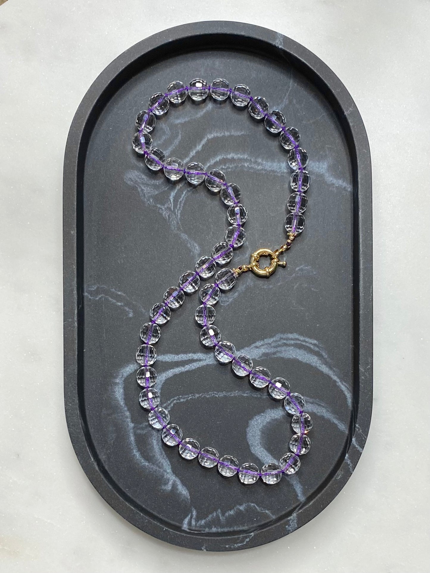 10mm Micro-Faceted Quartz Necklace